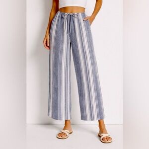 Linen Blend Crop Wide Leg Pants